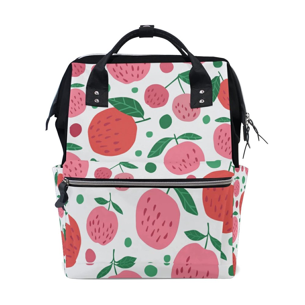 LDIYEU Peach Tree Leaf Pink Diaper Bag Travel Backpack