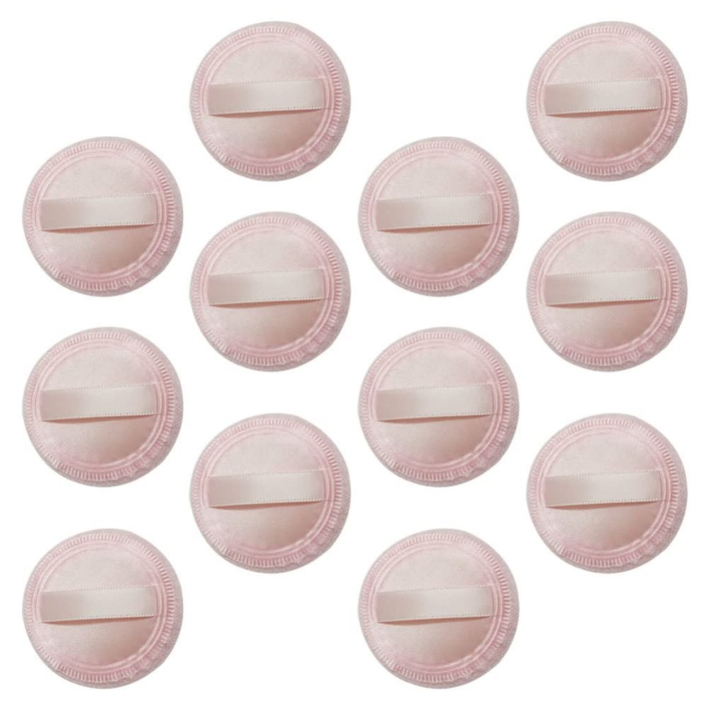 Lurrose 12-Piece Makeup Puffs, Rounded Powder Sponges, Pink