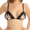 TiaoBug Women's Lace Cupless Bra, Underwire-Free Bralette with Metal O-Ring, Black, 4XL view 2
