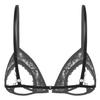 TiaoBug Women's Lace Cupless Bra, Underwire-Free Bralette with Metal O-Ring, Black, 4XL view 4