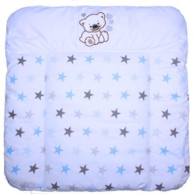 Changing Pad with Appliqué – Bear with Hearts, Star Blue (70 x 50 cm)