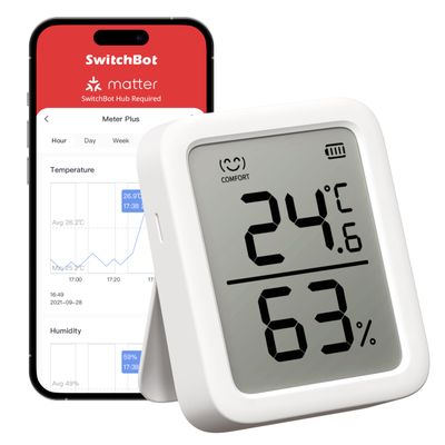 SwitchBot Indoor Thermometer Hygrometer, Bluetooth Temperature & Humidity Sensor with App