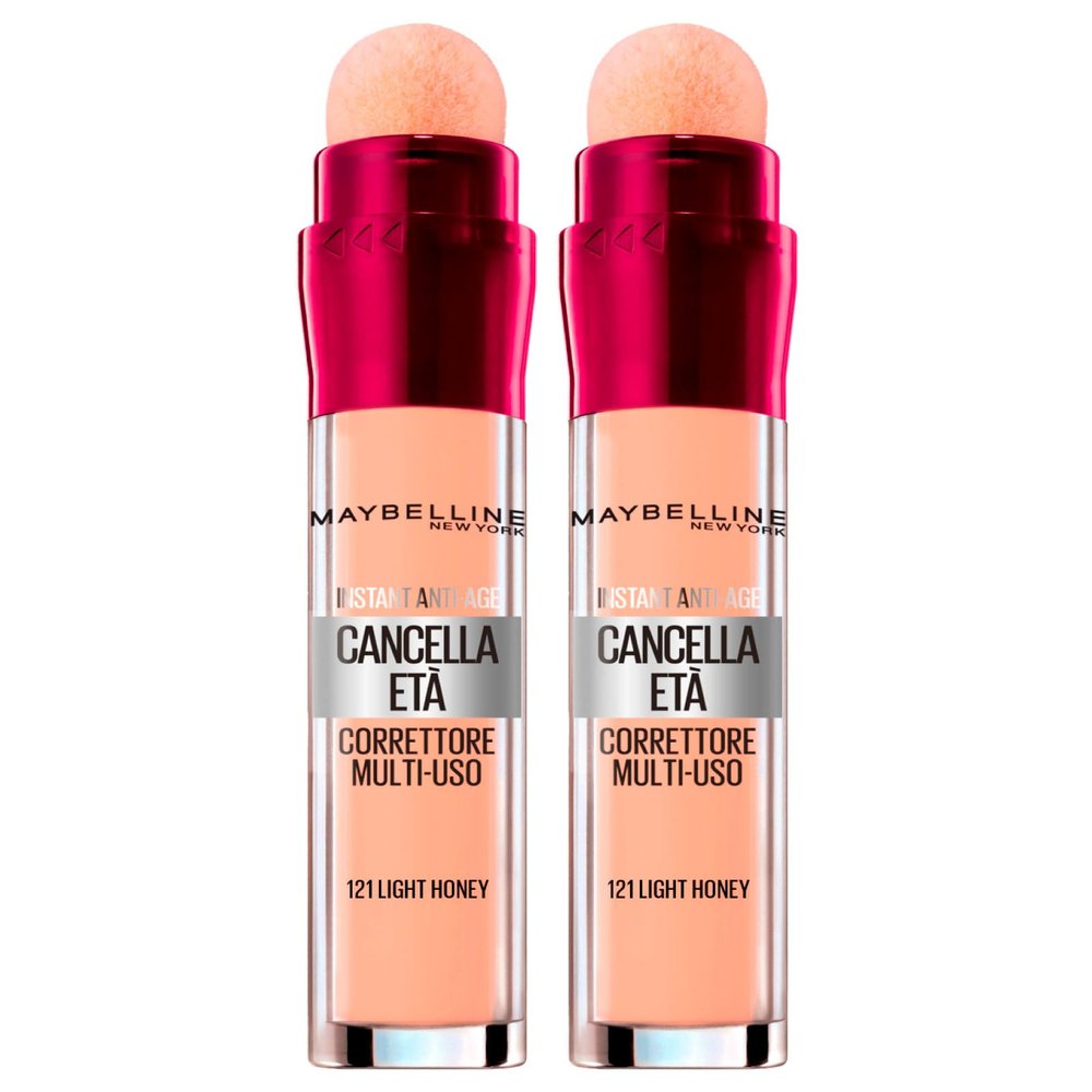 2-Pack Maybelline New York Instant Anti-Age Eraser Multi-Use Liquid Concealer, Shade 121 Light Honey