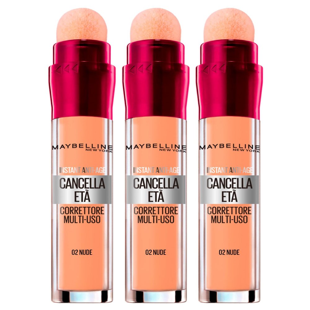 3x Maybelline New York Instant Anti-Age Eraser Multi-Use Liquid Concealer, Shade 02 Nude