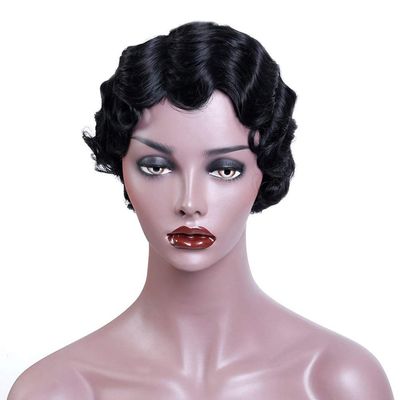 YTOOZ Black European and American Women's Rose-Net Short Curly Wig, 26 cm