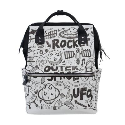 LDIYEU Rocket Universe Spaceship Cartoon Diaper Bag Travel Backpack