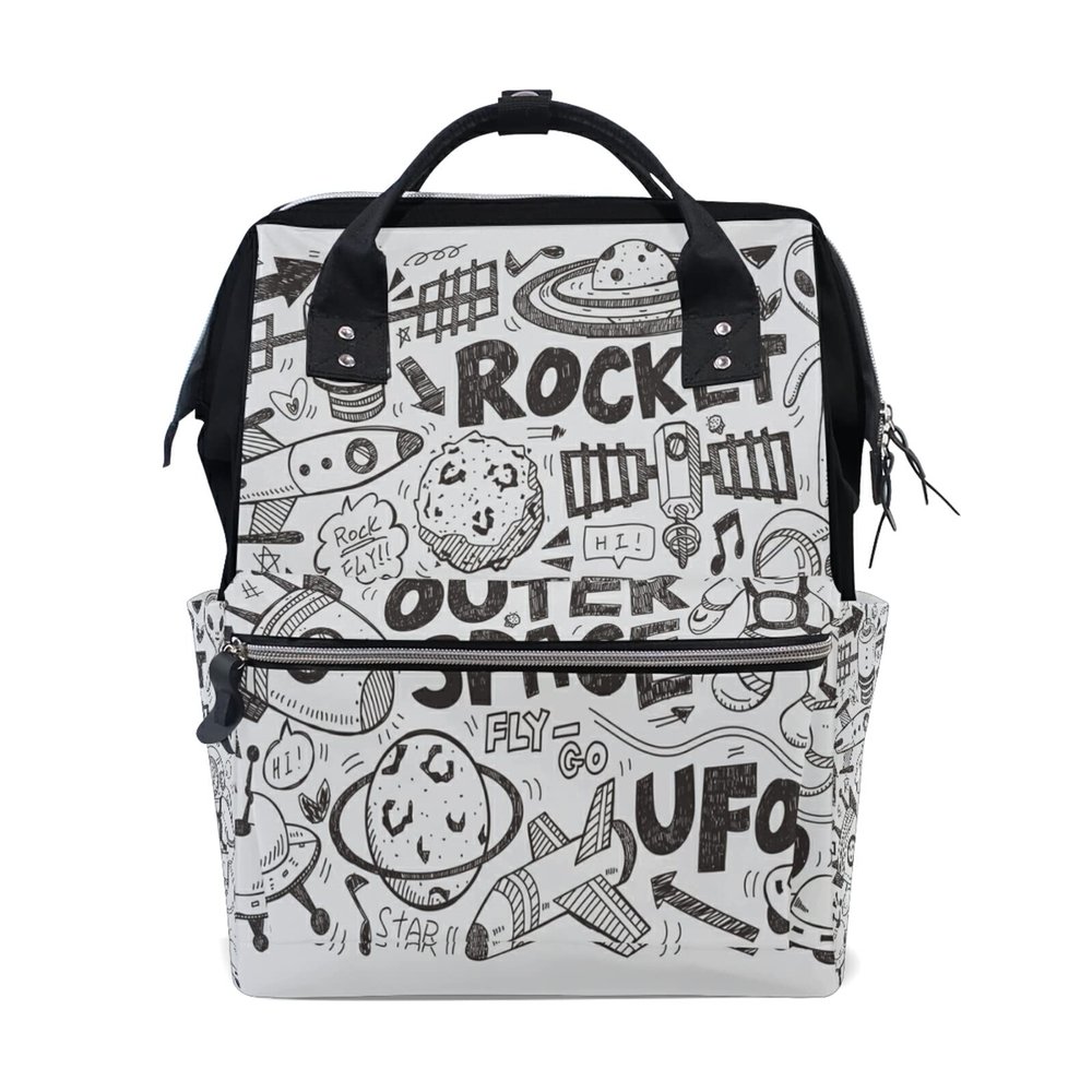 LDIYEU Rocket Universe Spaceship Cartoon Diaper Bag Travel Backpack