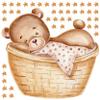 WANDKIND Bear in Basket Wall Decal V324 | Hand-Drawn | Nursery Sticker | Teddy Bear in Laundry Basket (40 x 40 cm) view 3