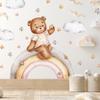WANDKIND Bear on the Rainbow Wall Decal V327 | Hand-Drawn | Kindergarten Sticker | Nursery Wall Decor, Teddy Bear with Stars (40 x 40 cm) view 1