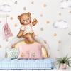 WANDKIND Bear on the Rainbow Wall Decal V327 | Hand-Drawn | Kindergarten Sticker | Nursery Wall Decor, Teddy Bear with Stars (40 x 40 cm) view 3