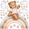 WANDKIND Bear on the Rainbow Wall Decal V327 | Hand-Drawn | Kindergarten Sticker | Nursery Wall Decor, Teddy Bear with Stars (40 x 40 cm) view 4