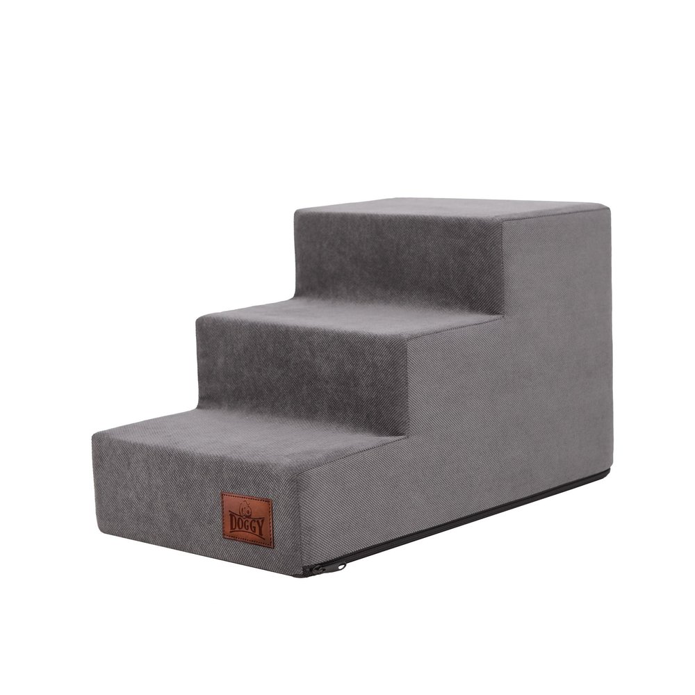 Pet Staircase with 3 Steps for Small, Weak, or Older Pets, Graphite Savoy, M - 30 x 50 x 30 cm