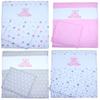 Baby Bedding Set - Princess - 70 x 78 cm for Cradle, Stroller or Bedside Crib, 4-Piece, Gray Stars view 1