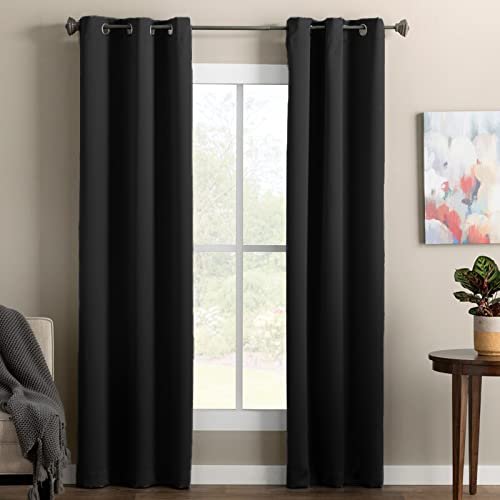 GNC ELEGANCE Blackout Curtains with Grommets, 2-Pack, Black
