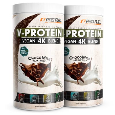 Vegan Protein Powder CHOCOLATE 2x750g - V-PROTEIN 4K Blend