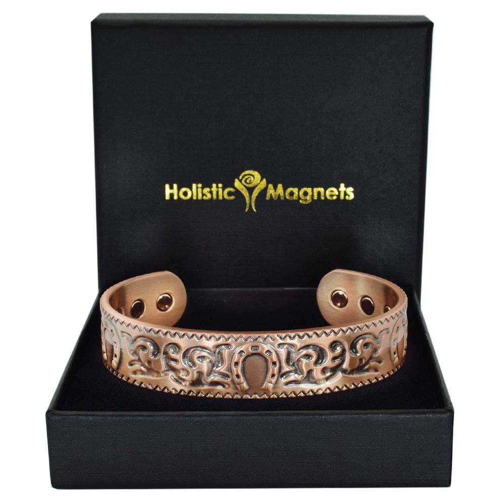 Holistic Magnets Pure Copper Magnetic Bracelet for Men, Lucky Horseshoe, 19.5–22.5 cm Wrist