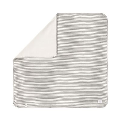 LÄSSIG GOTS-Certified Soft Interlock Baby Blanket, 80 x 80 cm, Striped Gray/Anthracite