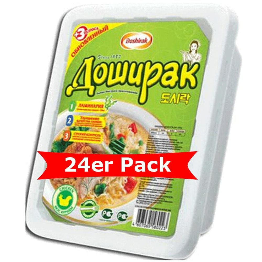 Doshirak Instant Noodle Soup with Chicken Flavor, 24-Pack (24 x 90 g)