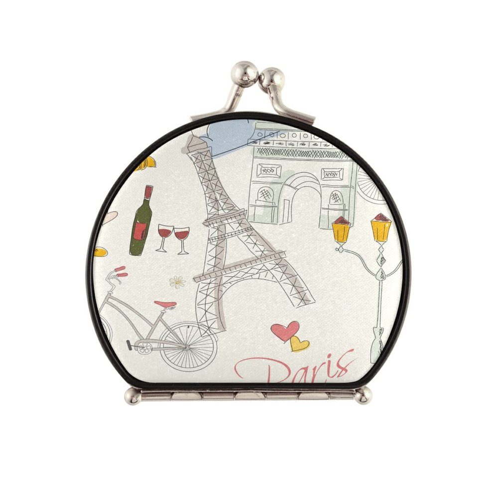Vnurnrn Romantic Tower Compact Makeup Mirror for Handbags, Foldable Travel Pocket Mirror