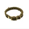 Large-Dog Oiled Leather Collar, Adjustable, Brass, Hand-Braided, Made in Germany (42–48 cm, 25 mm, Olive Green) view 2