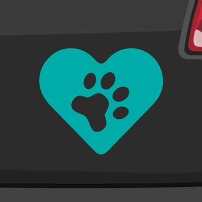 Heart with Paw Sticker - 21 Colors