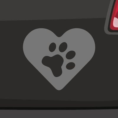 Heart with Paw Sticker – 6 Sizes, 21 Colors – Dog, Pet, Love, Cat, Friends