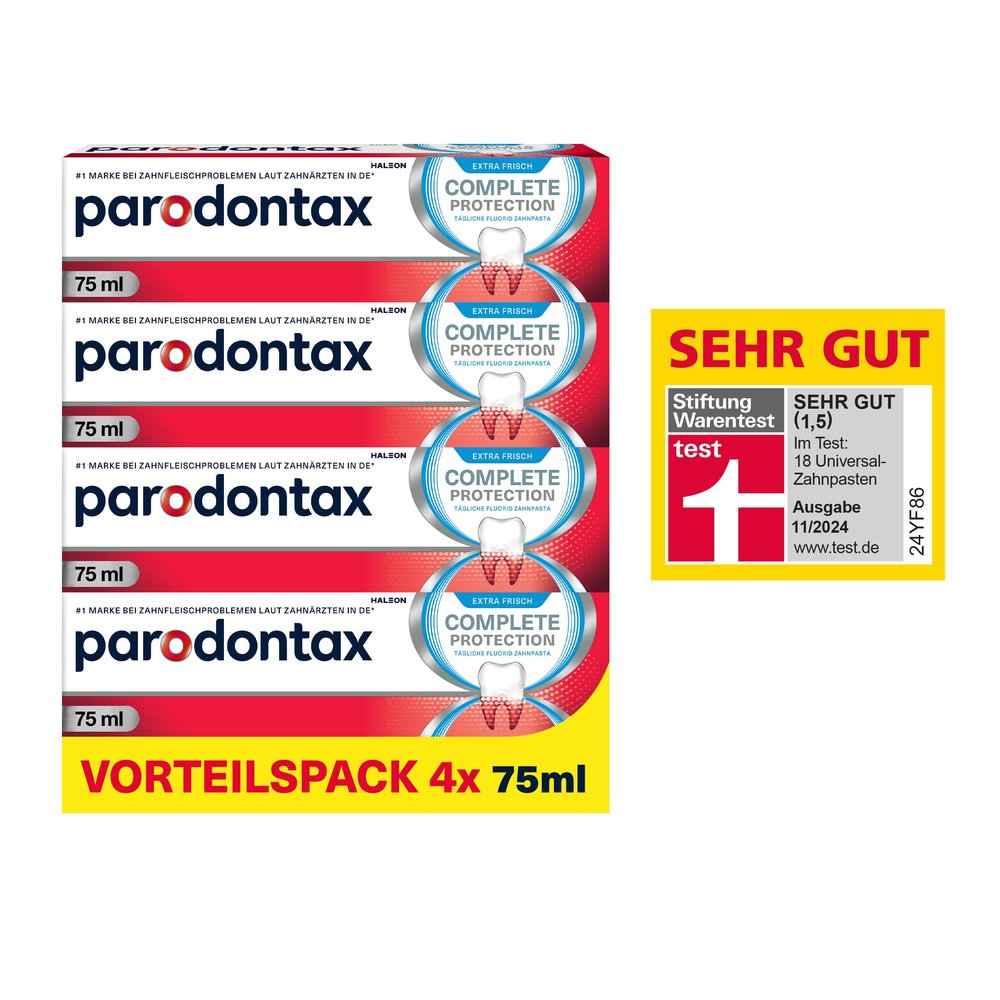 Parodontax Complete Protection Mousse Toothpaste, Mint, Extra Fresh, Helps Reduce and Prevent Gum Bleeding, 4 x 75 ml
