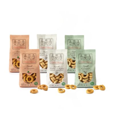 Terre Dei Trulli Taralli Mix, Olive Oil, Rosemary & Chili, 6 x 250 g