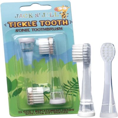 Jack N' Jill Kids Tickle Tooth Sonic Electric Toothbrush Replacement Heads, Extra Soft Bristles for Gentle Cleaning, Designed to Easily Attach to Sonic Electric Toothbrush - 1 x 2 Pack