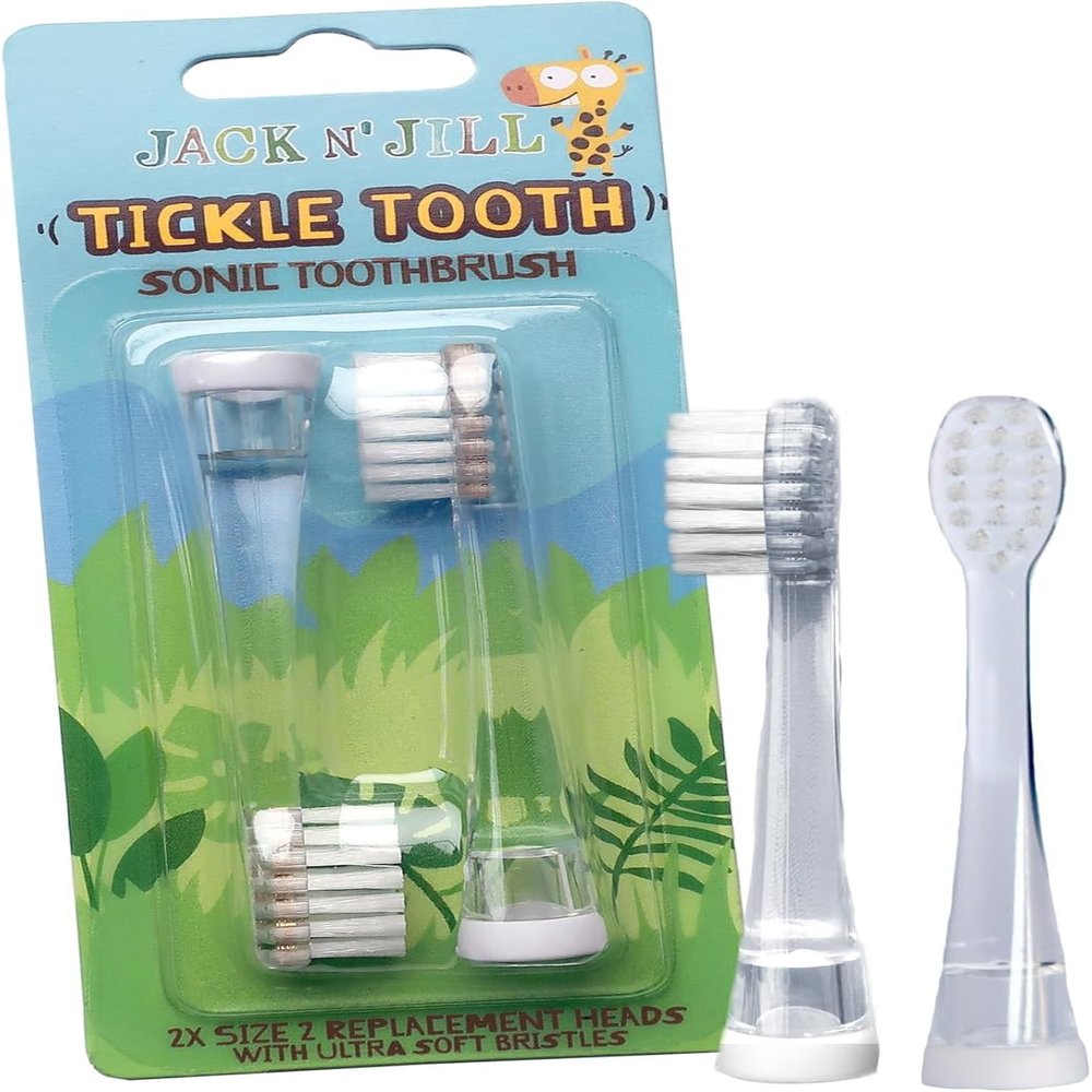 Jack N' Jill Kids Tickle Tooth Sonic Electric Toothbrush Replacement Heads, Extra Soft Bristles for Gentle Cleaning, Designed to Easily Attach to Sonic Electric Toothbrush - 1 x 2 Pack