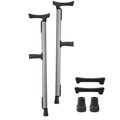 JJ Home F-Type Underarm Crutches, Adjustable, 1 Pair, Gray