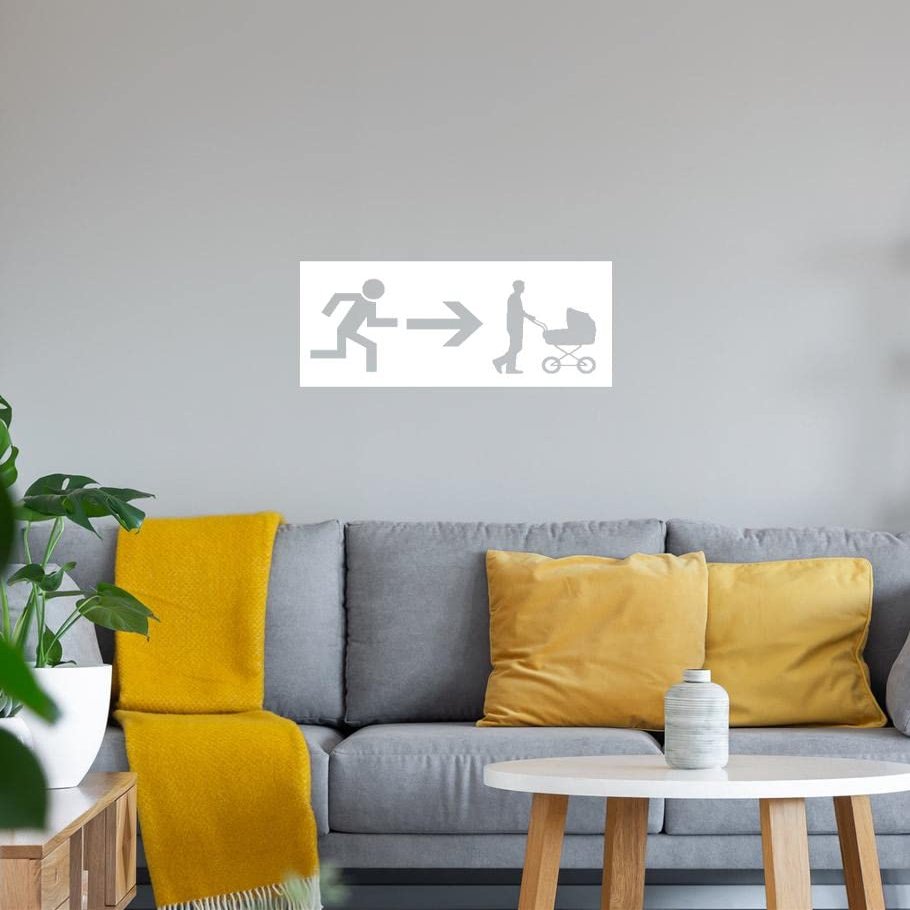 Emergency Exit Stroller Wall Decal, White Sticker, 103 x 45 cm