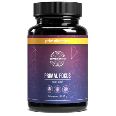 Primal Harvest Primal Focus Vegan Capsules with Caffeine, L-Tyrosine & B Vitamins