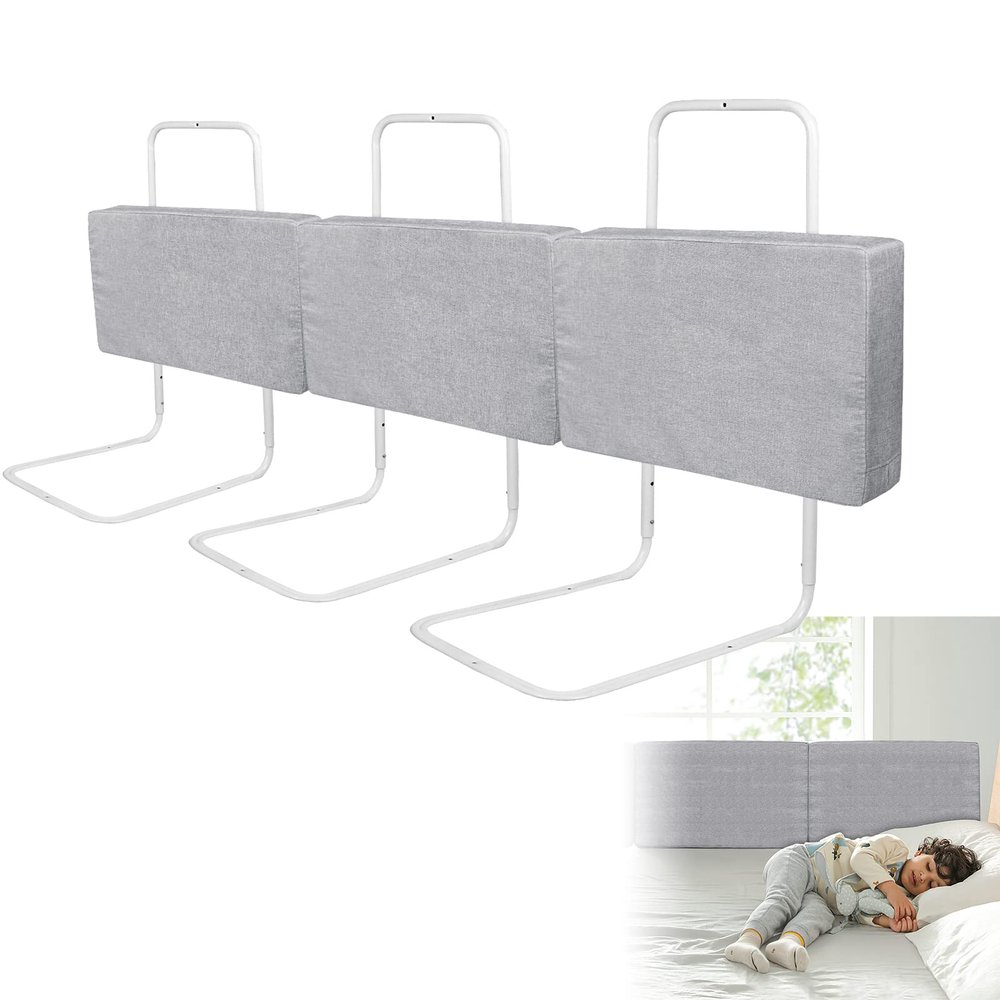LARS360 3-Pack Adjustable Bed Rails for Children, 60 cm, Linen Gray