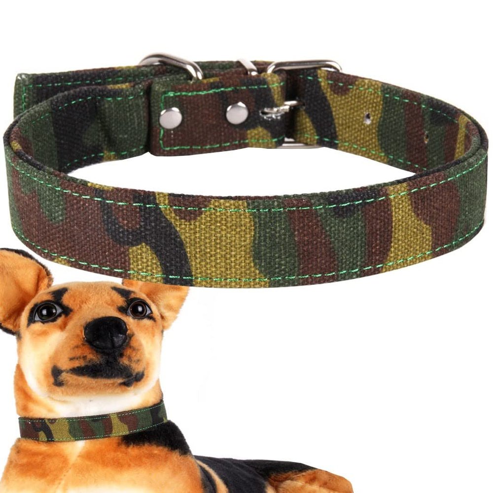 ZESLIV Canvas Camouflage Collar for Dogs and Cats, Adjustable