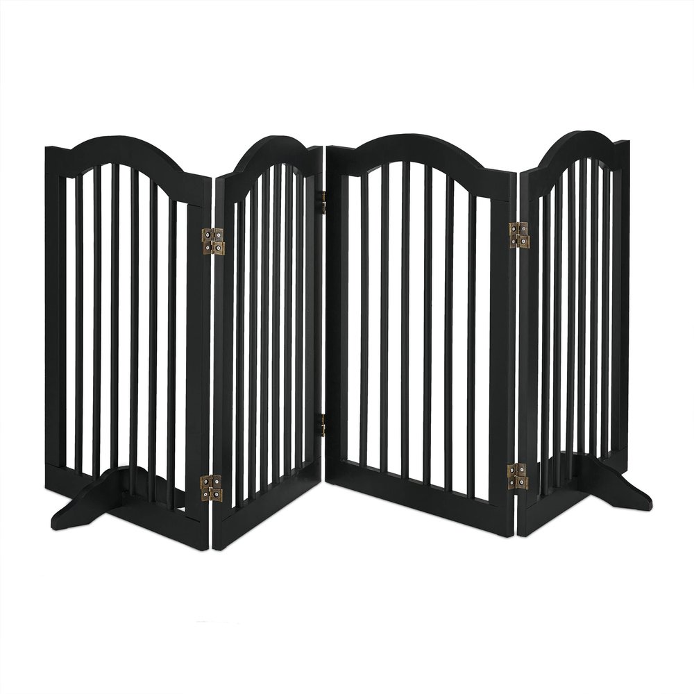 Relaxdays Freestanding Safety Gate, 92 x 205 cm, Folding, for Dogs and Children, Black