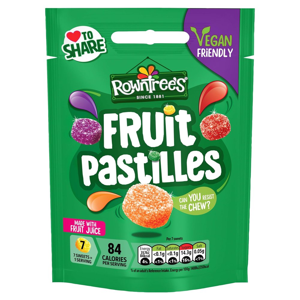Rowntree's Vegan-Friendly Fruit Pastilles Sharing Bag 143 g (10 pieces)