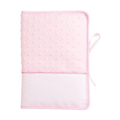 Filet Embroiderable Cover for Baby Health Record Booklet, Pink