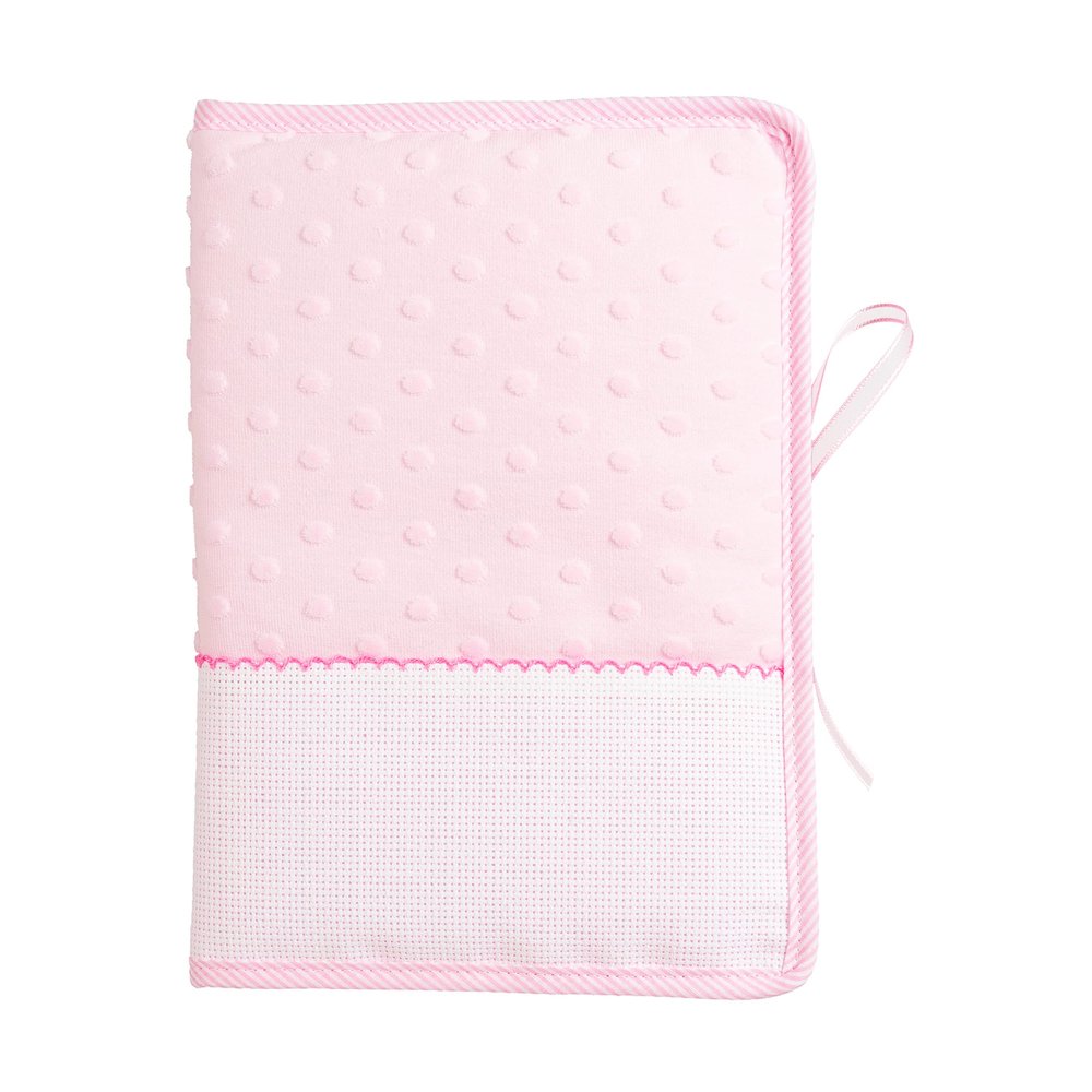 Filet Embroiderable Cover for Baby Health Record Booklet, Pink