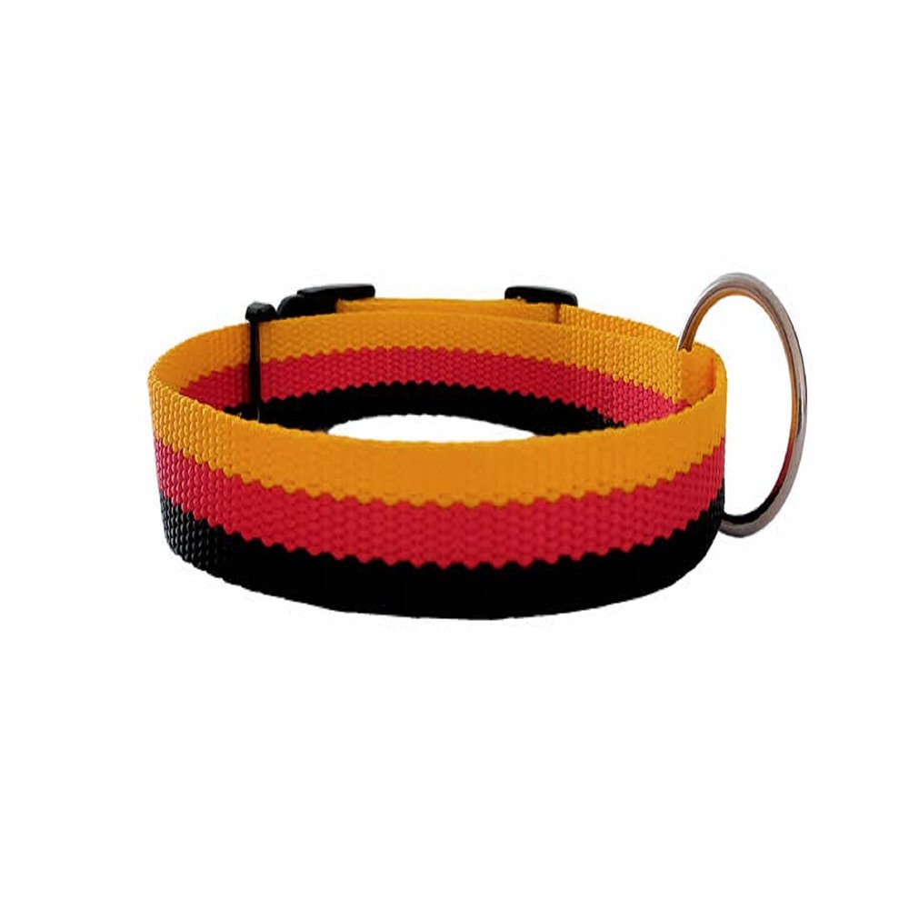 BUDDYPACK | Trendy Adjustable Dog Collar | Sizes XS-XL | Many Color Options (XL 65-80 cm, Black-Red-Yellow)