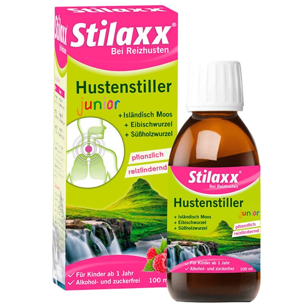 Stilaxx Junior Cough Suppressant 100 ml – for Dry, Irritating Coughs – Raspberry Flavor, from 1 Year