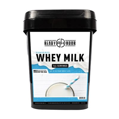 Ready Hour Bulk Powdered Milk, Shelf-Stable Whey, 25-Year Shelf Life, 144 Servings