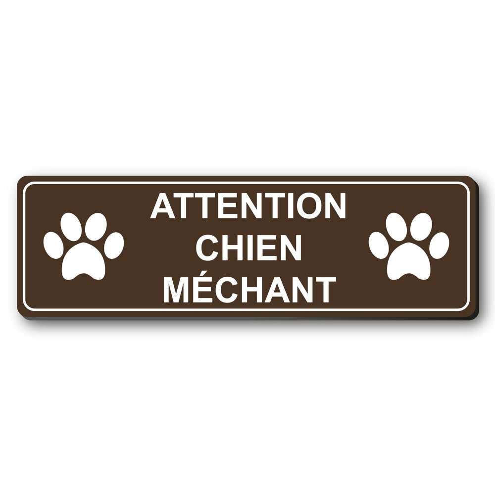 Mygoodprice Dog Sign with “Attention Chien Méchant” Inscription + Logo, 13 x 4 cm, Brown