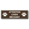Mygoodprice Dog Sign with “Attention Chien Méchant” Inscription + Logo, 13 x 4 cm, Brown view 1
