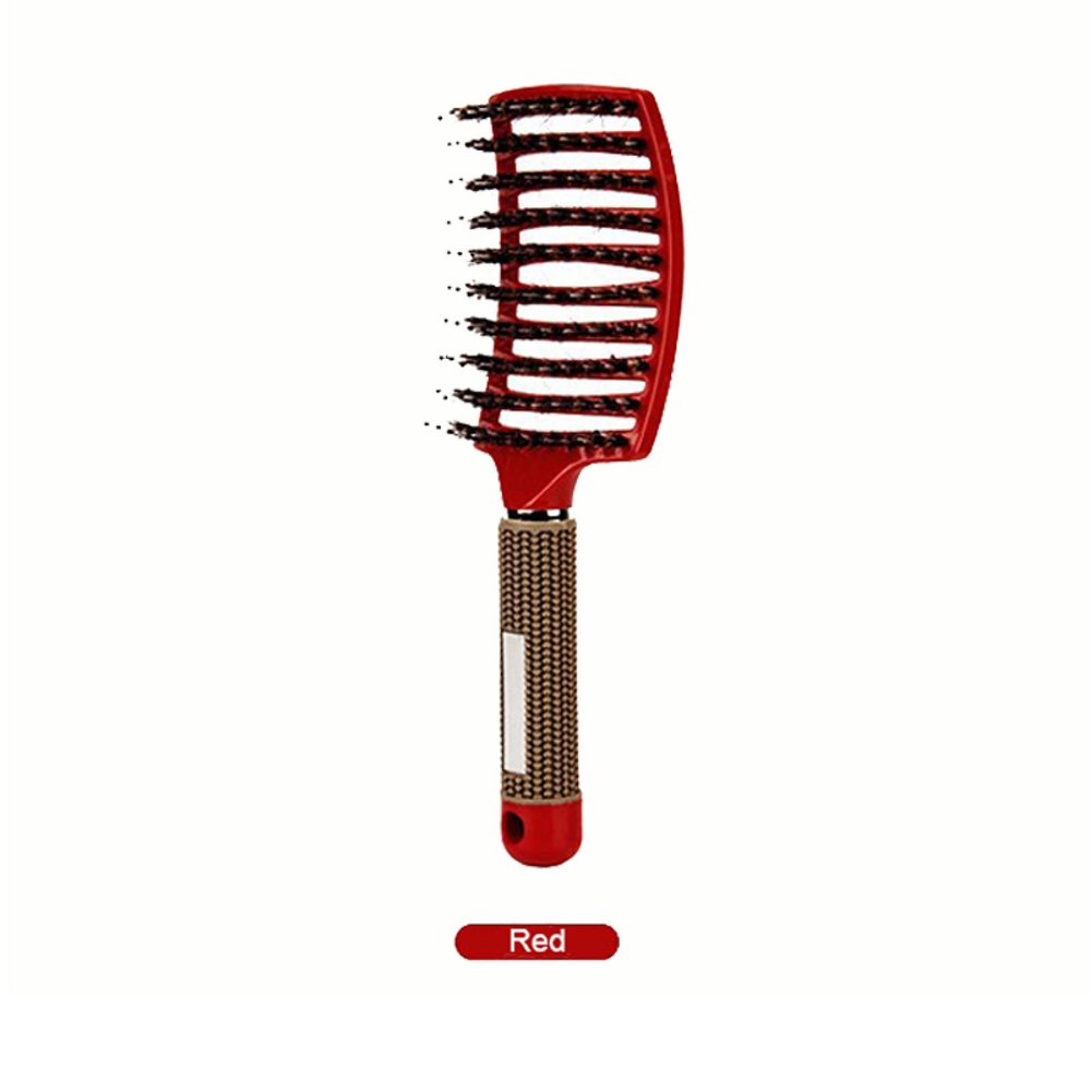 YUNHOME Detangling Hair Comb with Nylon Bristles and Scalp Massage, Red
