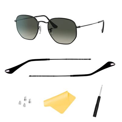 HiCycle2 Replacement Temples for RB3447, RB3547N, RB3548N and RB3647N Sunglasses, with 4 Screws and Screwdriver (Black/Black)