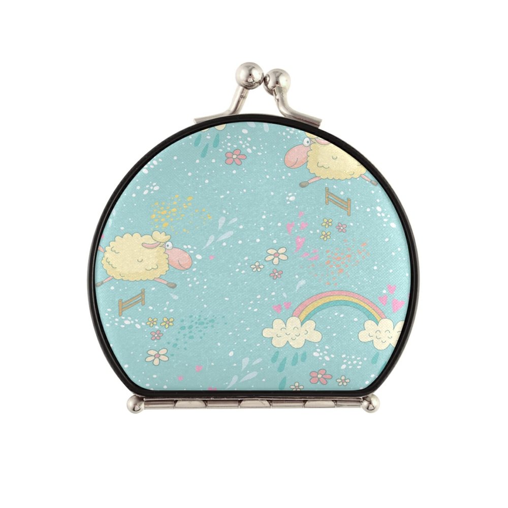 Vnurnrn Cute Funny Rainbow Pattern Makeup Compact Mirror for Handbags, Folding Travel Pocket Mirror