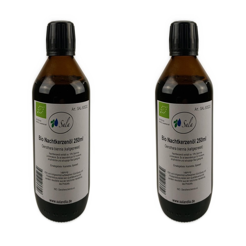 Sala Organic Cold-Pressed Food-Grade Evening Primrose Oil (2 x 250 ml Glass Bottles)