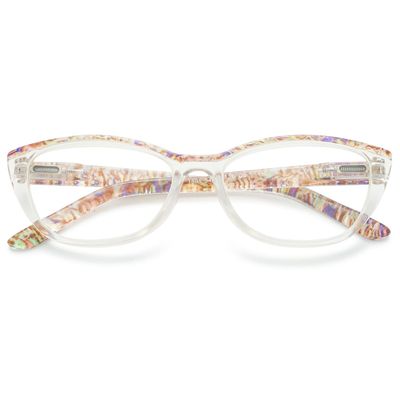 VEVESMUNDO Women's Cat-Eye Reading Glasses, Blue-Light Filter, Spring Hinges, +2.5, Gold