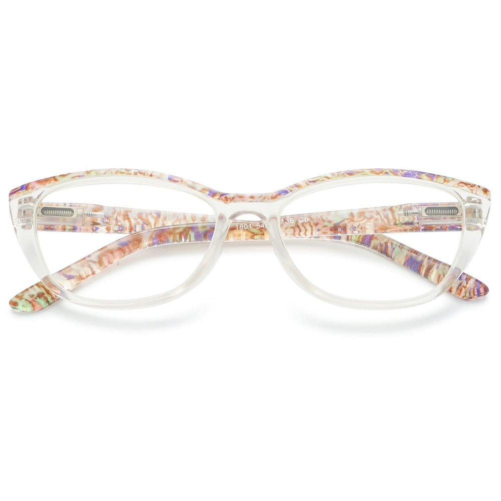 VEVESMUNDO Women's Cat-Eye Reading Glasses, Blue-Light Filter, Spring Hinges, +2.5, Gold